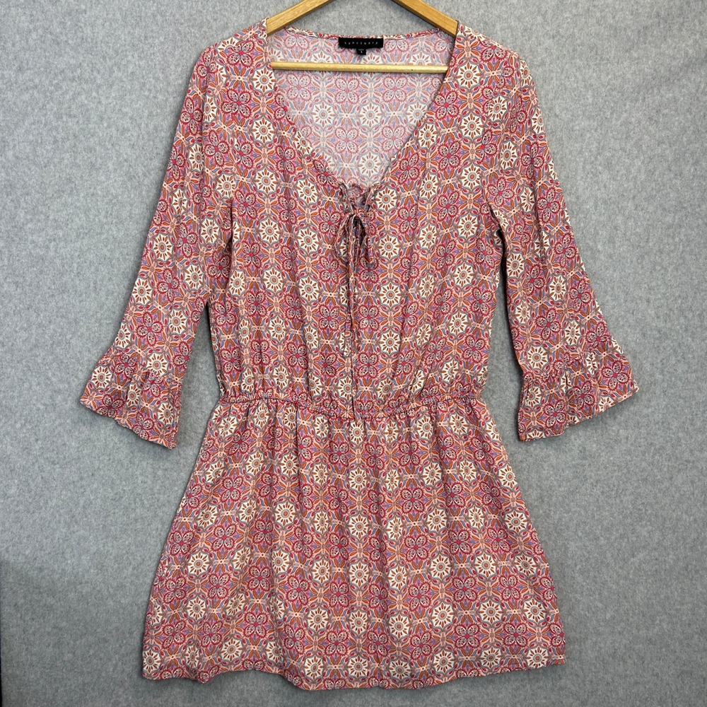 Sanctuary Mini Marrakech Print Dress Colorful Floral Geometric Boho Size Large